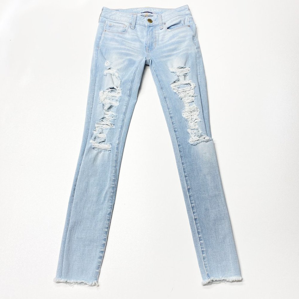 American Eagle Skinny Jean Distressed Light 0